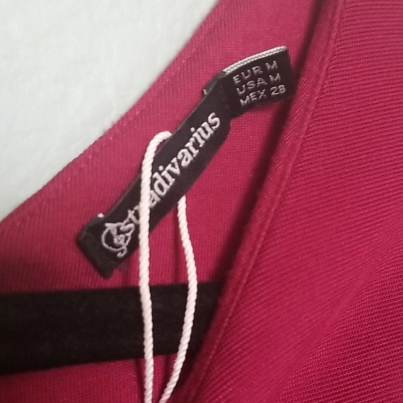 Stradivarius VSCO Rave Flirty Sleeveless Magenta Lace Up Back Crop Medium - Picture 4 of 6